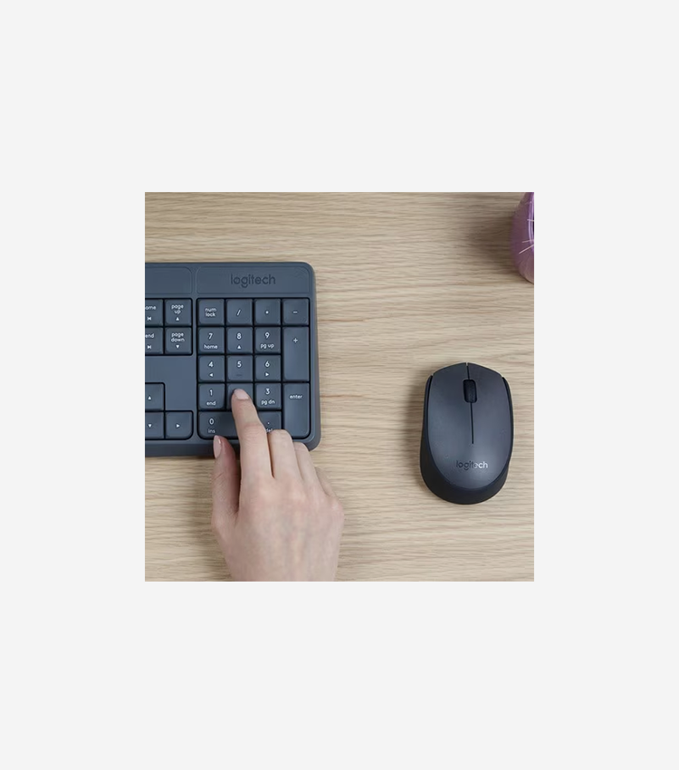 Logitech MK235 Keyboard & Mouse (Keyboard English Layout only) - USB Wireless RF - English - Black - USB Wireless RF - Optical - Scroll Wheel - QWERTY - Black - AAA, AA - Compatible with Desktop Computer for PC, Linux, ChromeOS - 1 Each