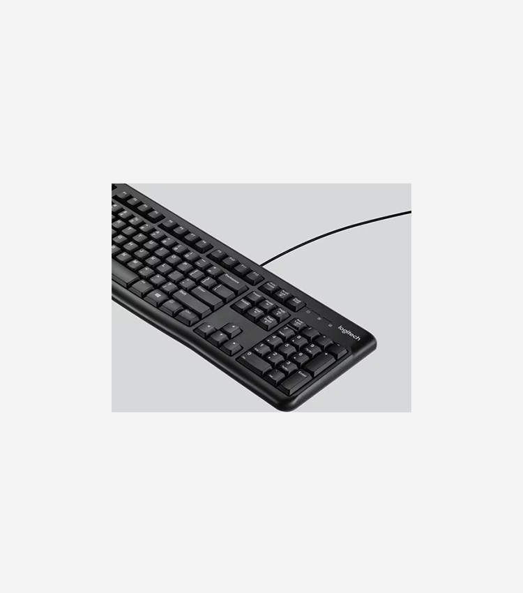 Logitech K120 Plug-and-Play USB Keyboard - Cable Connectivity - USB Interface - Rugged - English - PC - Black