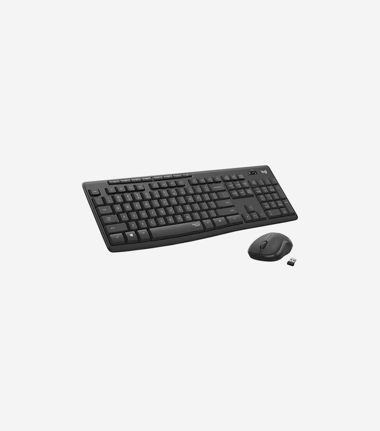 Logitech MK295 Silent Wireless Combo - USB Wireless Wi-Fi/RF - Graphite - USB Wireless Wi-Fi Mouse - Optical - Graphite - Volume Control, Play/Pause, Internet Key, Mute Hot Key(s) - AA, AAA - Compatible with Computer for Windows, ChromeOS