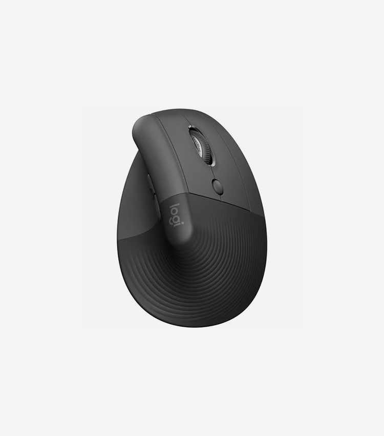 Logitech Lift Vertical Ergonomic Mouse (Graphite) - Optical - Wireless - Bluetooth - Graphite - USB - 4000 dpi - Scroll Wheel - 6 Button(s) - Small/Medium Hand/Palm Size