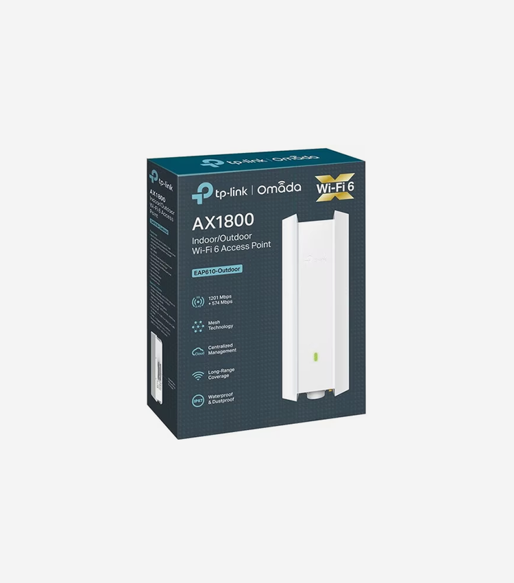 TP-Link EAP610-Outdoor Dual Band IEEE 802.11 a/b/g/n/ac/ax 1.80 Gbit/s Wireless Access Point - Outdoor - 2.40 GHz, 5 GHz - External - MIMO Technology - 1 x Network (RJ-45) - Gigabit Ethernet - Pole-mountable, Wall Mountable - IP67