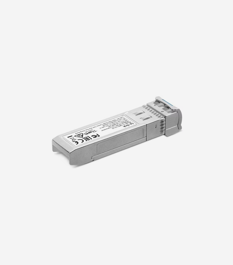 10GBase-LR SFP+ LC Transceiver - Hot pluggable with maximum flexibility. Supports digital diagnostic monitoring (DDM). Up to 300m. Compatible with 10G small form pluggable multi-source agreement (SFP+ MSA). Compatible with switches with 10G SFP+ ports, like JetStream TL-SG3428X, TL-SG3428XMP, and more. Limited lifetime warranty.