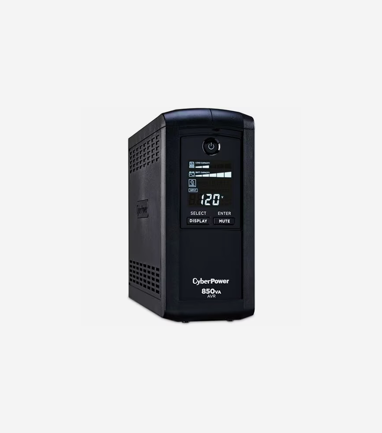 CyberPower UPS Systems CP850AVRLCD Intelligent LCD - Capacity: 850 VA / 510 W - 850VA/510W Line Interactive UPS, Mini-tower, 9 Outlets, AVR, LCD, Serial/USB, 3 Yr Wty