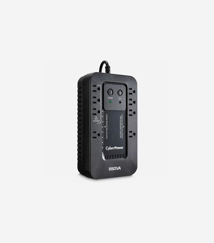 CyberPower UPS Systems EC550G Ecologic - Capacity: 550 VA / 330 W - Compact - 8 Hour Recharge - 2 Minute Stand-by - 120 V AC Input - 120 V AC Output - Simulated Sine Wave - USB - 8 x NEMA 5-15R - 4 x Battery/Surge Outlet