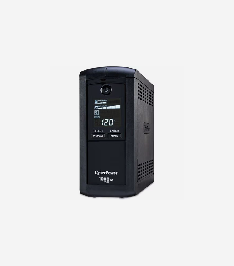 CyberPower UPS Systems CP1000AVRLCD Intelligent LCD - Capacity: 1000 VA / 600 W - 1000VA/600W Line Interactive UPS, Mini-tower, 9 Outlets, AVR, LCD, Serial/USB, 3 Yr Wty