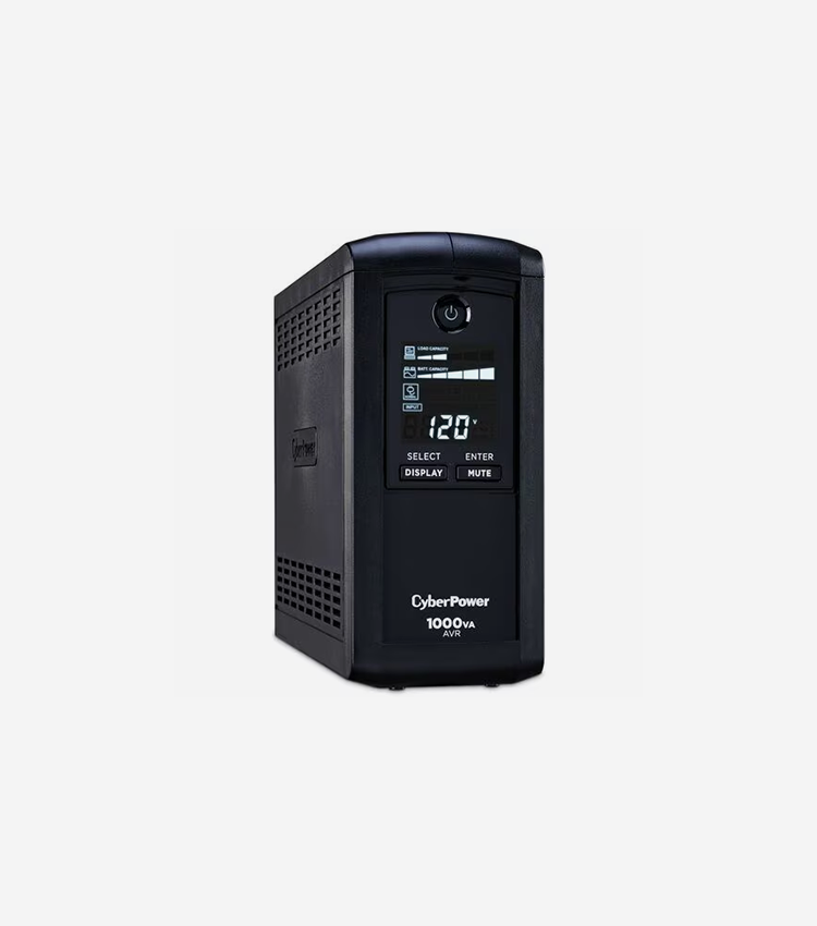 CyberPower UPS Systems CP1000AVRLCD Intelligent LCD - Capacity: 1000 VA / 600 W - 1000VA/600W Line Interactive UPS, Mini-tower, 9 Outlets, AVR, LCD, Serial/USB, 3 Yr Wty