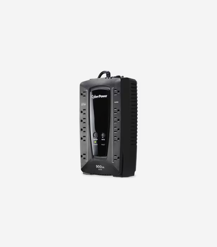 CyberPower AVR Series AVRG900U 900VA 480W Desktop UPS with AVR and USB - Desktop - 8 Hour Recharge - 10 Minute Stand-by - 120 V AC Input - 120 V AC Output - USB - 12 x NEMA 5-15R