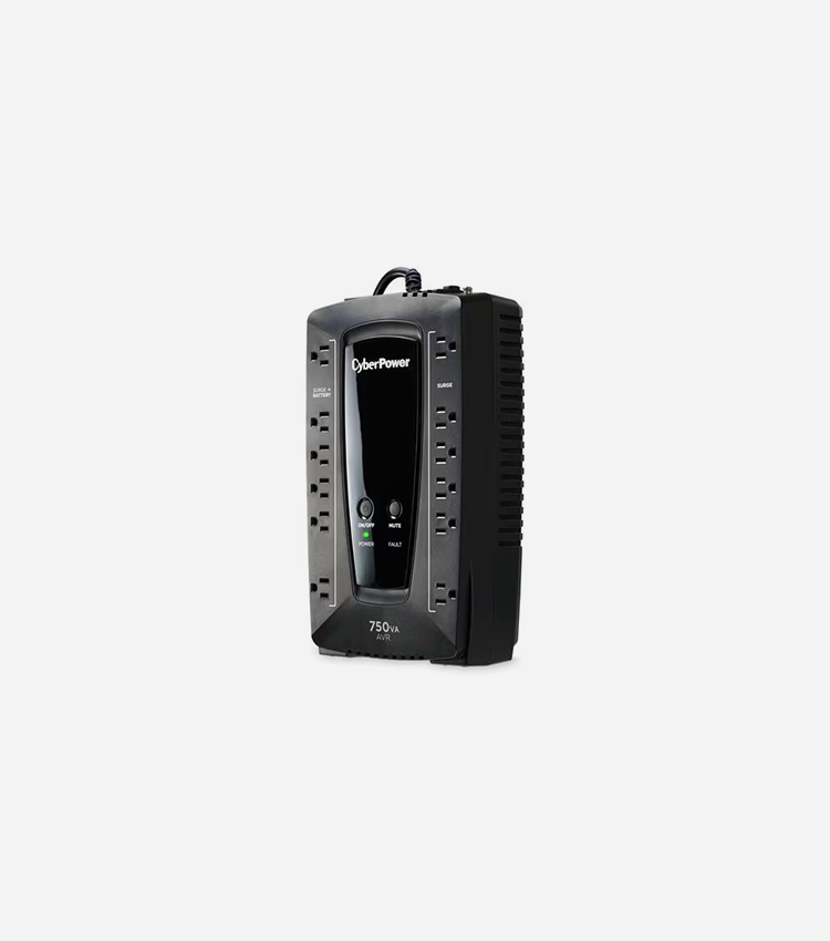 CyberPower AVR UPS AVRG750U 750VA Compact UPS - Compact - AVR - 8 Hour Recharge - 2.50 Minute Stand-by - 120 V AC Input - 120 V AC Output - Simulated Sine Wave - USB - 12 x NEMA 5-15R - 6 x Battery/Surge Outlet - USB