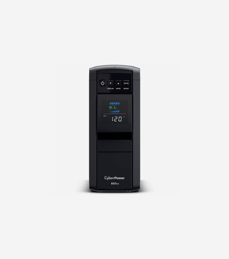 CyberPower Intelligent LCD CP1500AVRLCD3 1500VA Mini-tower UPS - Mini-tower - AVR - 8 Hour Recharge - 3 Minute Stand-by - 120 V AC Input - 120 V AC Output - Simulated Sine Wave - Serial Port - USB - LCD Display - 1 x USB Type A, 1 x USB Type C, 12 x NEMA 5-15R - 6 x Battery/Surge Outlet - RS-232