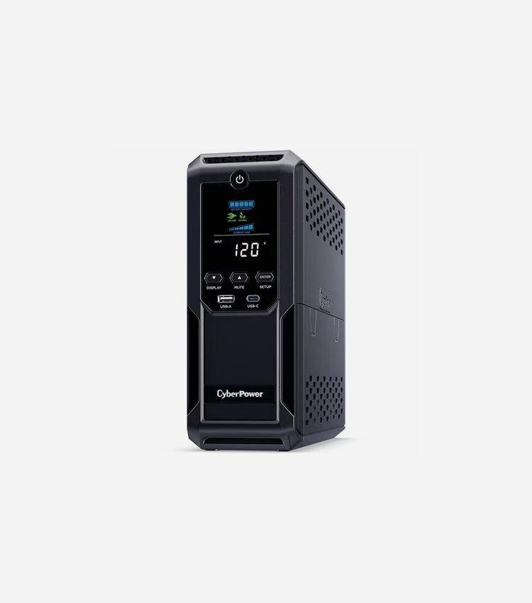 CyberPower Intelligent LCD UPS CP1350AVRLCD3 1350VA Mini-tower UPS - Mini-tower - AVR - 8 Hour Recharge - 4 Minute Stand-by - 120 V AC Input - 120 V AC Output - Serial Port - 12 x NEMA 5-15R, 1 x USB Type A, 1 x USB Type C - 6 x Battery/Surge Outlet