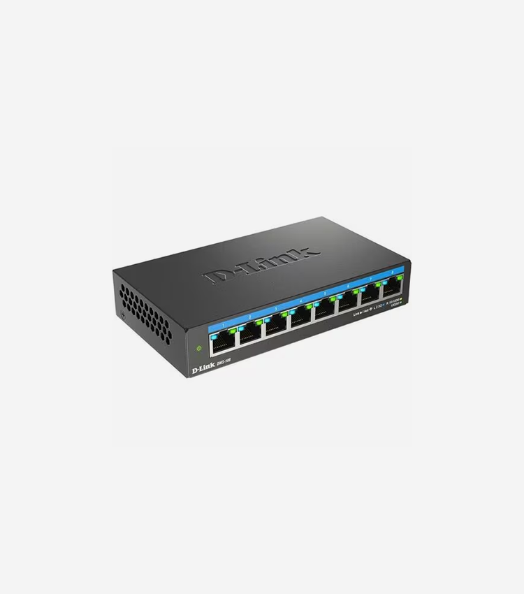 D-Link 8-Port Multi-Gigabit Unmanaged Switch - 8.0 Ports - 2.5 Gigabit Ethernet, Gigabit Ethernet - 2.5GBase-T, 10/100/1000Base-T - 2 Layer Supported - 8.59 W Power Consumption - Twisted Pair