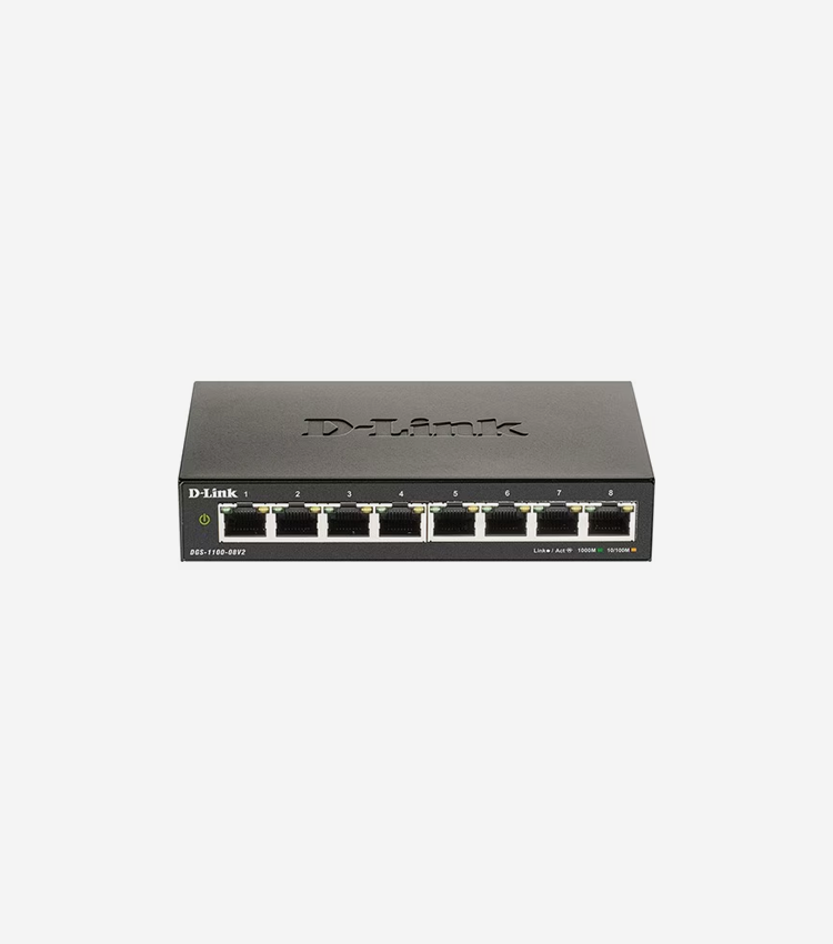 D-Link DGS-1100-08PV2 Ethernet Switch - 8 Ports - Manageable - Gigabit Ethernet - 1000Base-T - 2 Layer Supported - 77.90 W Power Consumption - 64 W PoE Budget - Twisted Pair - PoE Ports - Desktop - Lifetime Limited Warranty