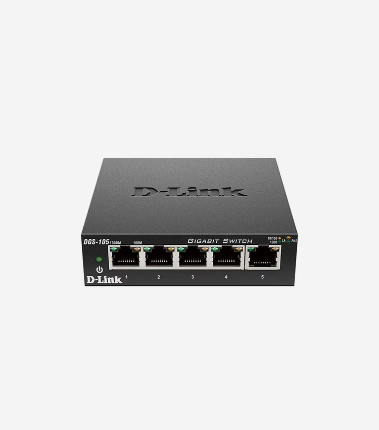 D-Link DGS-105 5-Port Desktop Switch - 5 x 10/100/1000Base-T