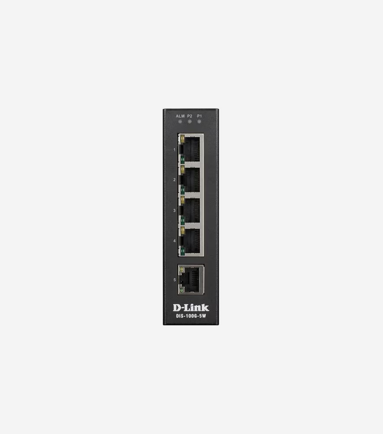 D-Link Industrial Gigabit Unmanaged Switch - 5 Ports - 2 Layer Supported - Twisted Pair - Desktop, DIN Rail Mountable, Wall Mountable - Lifetime Limited Warranty