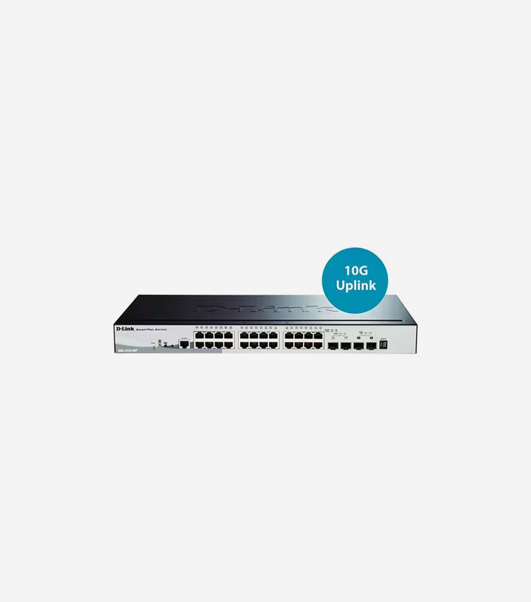 D-Link SmartPro DGS-1510-28P Ethernet Switch - 28 Ports - Manageable - Gigabit Ethernet, 10 Gigabit Ethernet - 10/100/1000Base-T, 1000Base-X, 10GBase-X - 2 SFP Slots - Twisted Pair, Optical Fiber