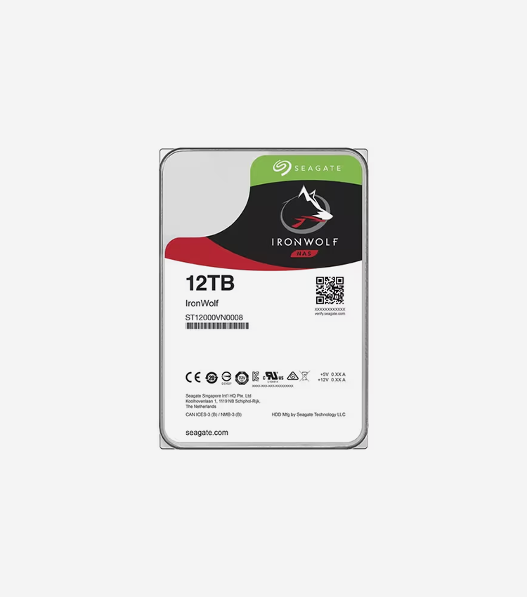 Seagate IronWolf ST12000VN0008 12 TB Hard Drive - 3.5" Internal - SATA (SATA/600) - Conventional Magnetic Recording (CMR) Method - 7200rpm - 3 Year Warranty