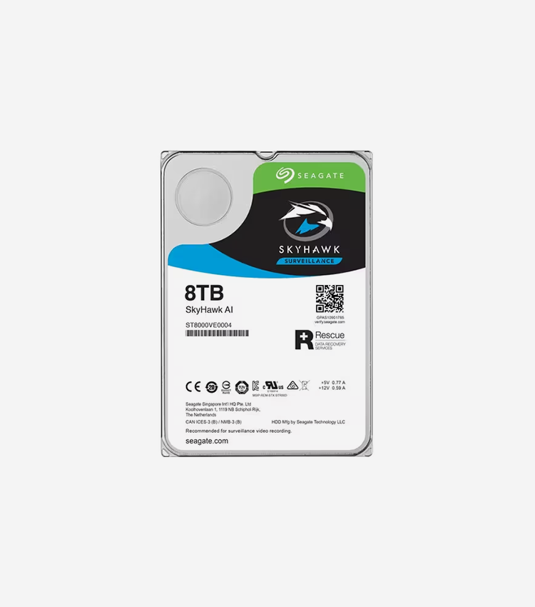 Seagate SkyHawk AI ST8000VE001 8 TB Hard Drive - 3.5" Internal - SATA (SATA/600) - Network Video Recorder Device Supported - 3 Year Warranty