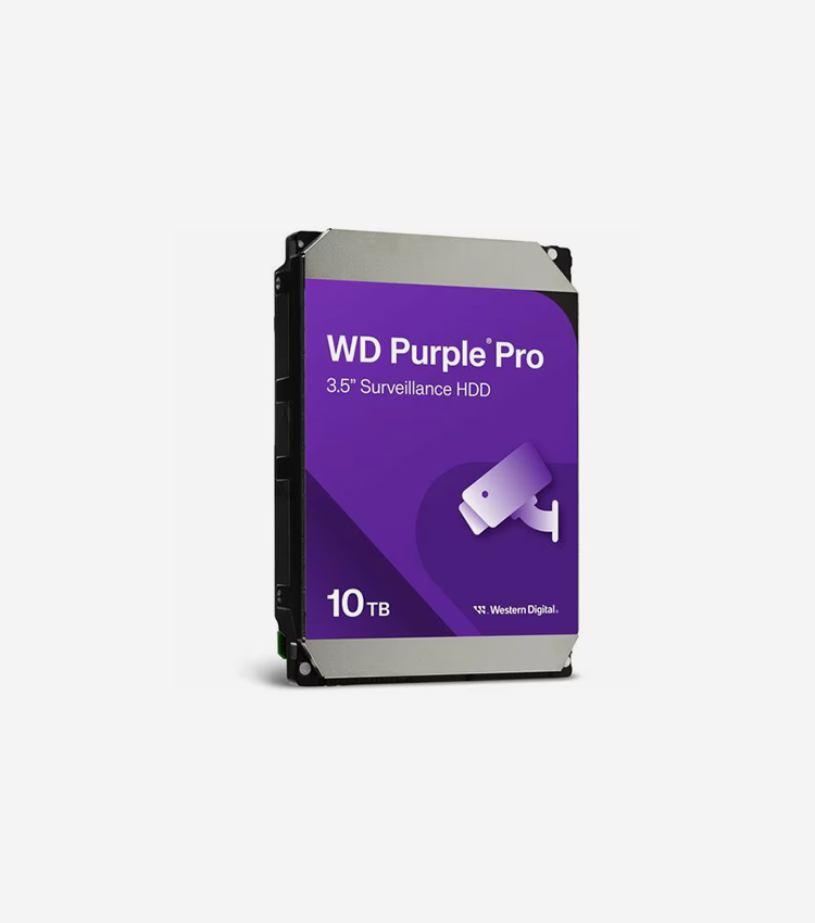 Western Digital Purple Pro WD101PURP 10 TB Hard Drive - 3.5" Internal - SATA (SATA/600) - Conventional Magnetic Recording (CMR) Method - Server, Video Surveillance System, Storage System Device Supported - 7200rpm - 550 TB TBW - 5 Year Warranty