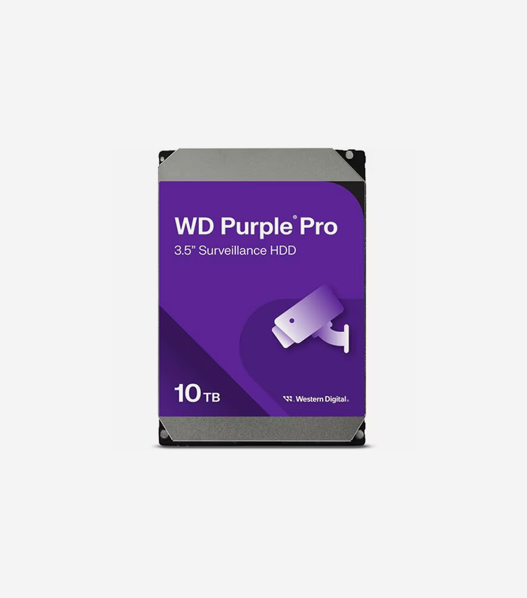 Western Digital Purple Pro WD101PURP 10 TB Hard Drive - 3.5" Internal - SATA (SATA/600) - Conventional Magnetic Recording (CMR) Method - Server, Video Surveillance System, Storage System Device Supported - 7200rpm - 550 TB TBW - 5 Year Warranty