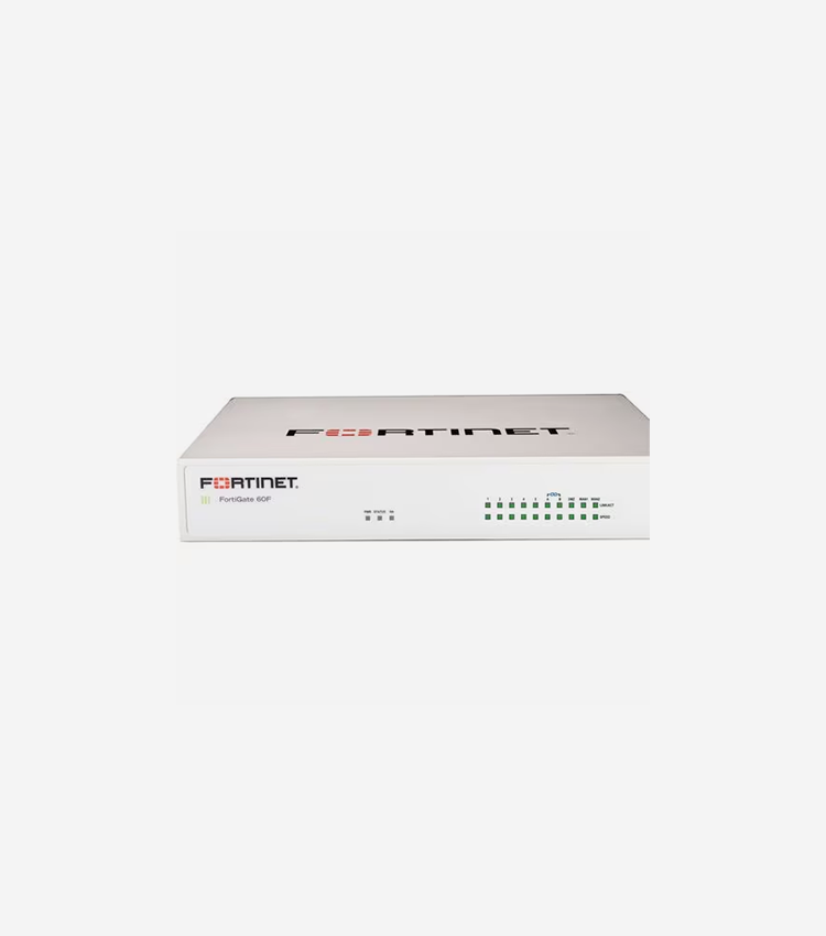 Fortinet FG-60F Network Security/Firewall Appliance - Centralized Management - 10 Port - 10/100/1000Base-T - Gigabit Ethernet - 10 Gbit/s Firewall Throughput - AES (256-bit), SHA-256 - 200 VPN - 10 x RJ-45 - 1 Year FortiCare - 50 Hz, 60 Hz - Desktop, Wall Mountable, Rack-mountable