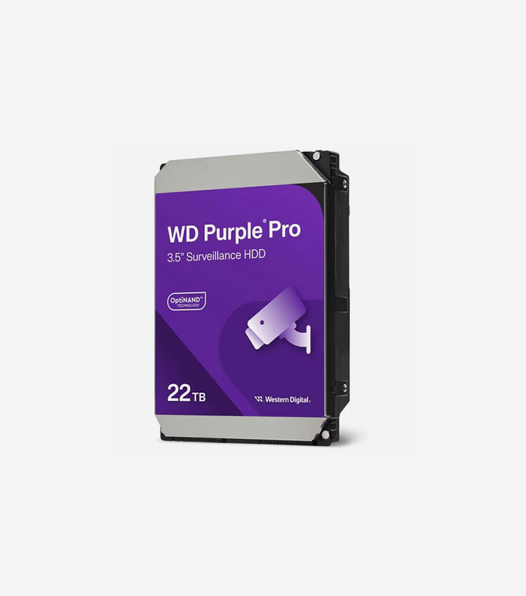 WD Purple Pro WD221PURP 22 TB Hard Drive - 3.5" Internal - SATA (SATA/600) - Conventional Magnetic Recording (CMR) Method - Server, Video Surveillance System, Storage System Device Supported - 7200rpm - 5 Year Warranty