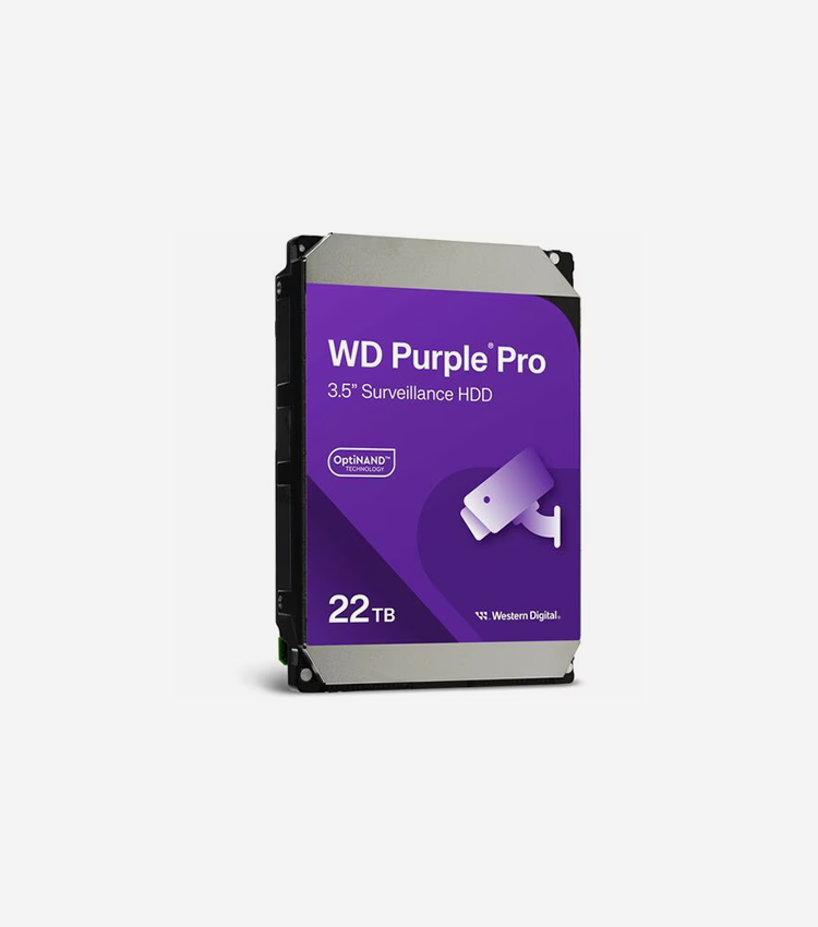 WD Purple Pro WD221PURP 22 TB Hard Drive - 3.5" Internal - SATA (SATA/600) - Conventional Magnetic Recording (CMR) Method - Server, Video Surveillance System, Storage System Device Supported - 7200rpm - 5 Year Warranty