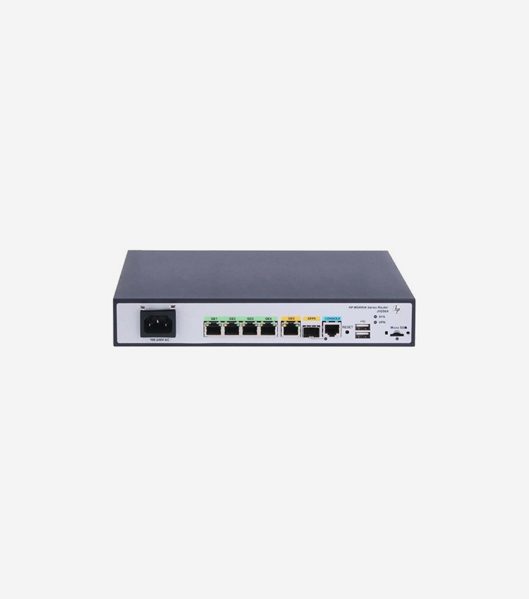 HPE MSR954 1GbE SFP 2GbE-WAN 4GbE-LAN CWv7 Router - 5 Ports - 4 RJ-45 Port(s) - Management Port - 1.0 - Gigabit Ethernet - Desktop - 1 Year