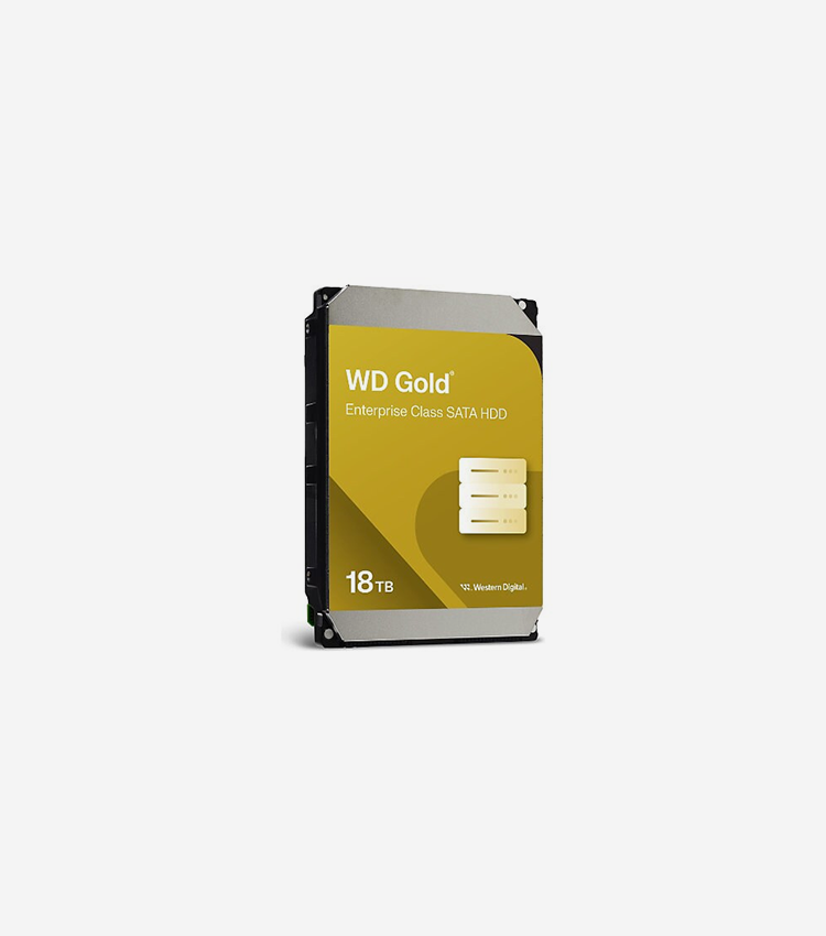 Western Digital Gold WD181KRYZ 18 TB Hard Drive - 3.5" Internal - SATA (SATA/600) - Server, Storage System Device Supported - 7200rpm - 512e Format - 5 Year Warranty