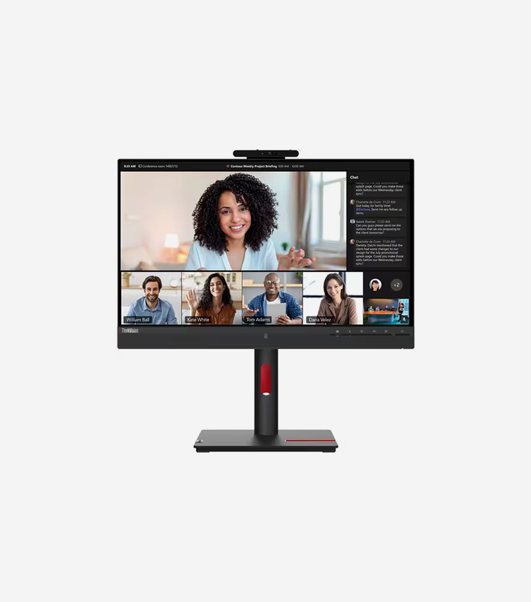 Lenovo ThinkVision T24mv-30 24" Class Webcam Full HD LCD Monitor - 16:9 - Raven Black - 23.8" Viewable - In-plane Switching (IPS) Technology - 1920 x 1080 - 16.7 Million Colors - 250 cd/m² - 4 ms - Speakers - HDMI - DisplayPort - USB Hub