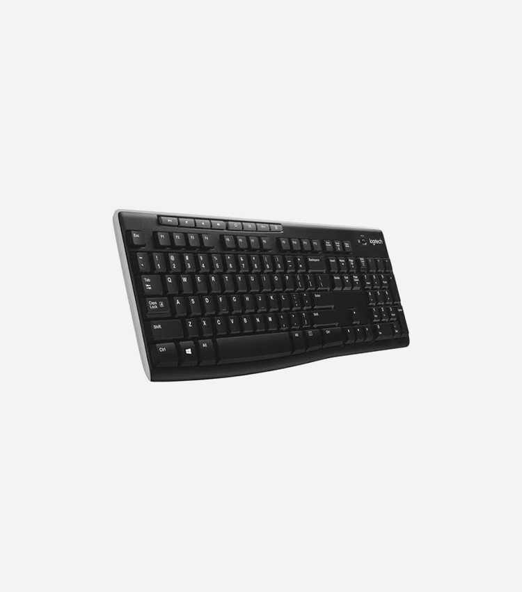 Logitech K270 Keyboard - Wireless Connectivity - RF - 33 ft (10058.40 mm) - 2.40 GHz - USB Interface - Computer - PC - AAA Battery Size Supported - Black