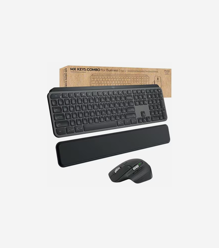 Logitech MX Keys Combo for Business Wireless Gen 2 Keyboard and Mouse - USB Wireless Bluetooth Keyboard - USB Wireless Bluetooth Mouse - Darkfield - 8000 dpi - 7 Button - Scroll Wheel - Right-handed - Compatible with PC, Mac - 1 Each