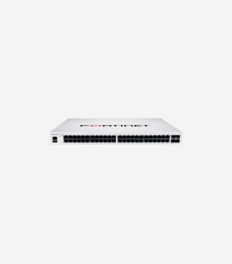 Fortinet FortiSwitch FS-148F-FPOE Ethernet Switch - 48 Ports - Manageable - Gigabit Ethernet, 10 Gigabit Ethernet - 10/100/1000Base-T, 10GBase-X - 2 Layer Supported - Modular - 895.70 W Power Consumption - 740 W PoE Budget - Optical Fiber, Twisted Pair - PoE Ports - 1U High - Rack-mountable - Lifetime Limited Warranty