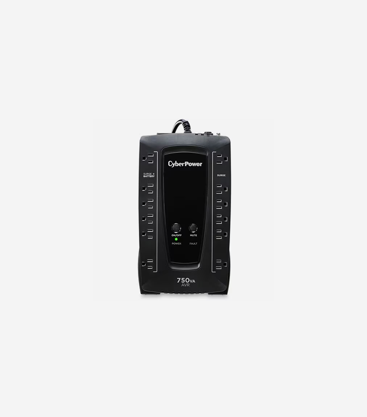 CyberPower AVR UPS AVRG750U 750VA Compact UPS - Compact - AVR - 8 Hour Recharge - 2.50 Minute Stand-by - 120 V AC Input - 120 V AC Output - Simulated Sine Wave - USB - 12 x NEMA 5-15R - 6 x Battery/Surge Outlet - USB