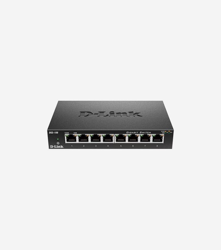 D-Link DGS-108Unmanaged 8-Port 10/100/1000Mbps Switch - 8 x 10/100/1000Base-T