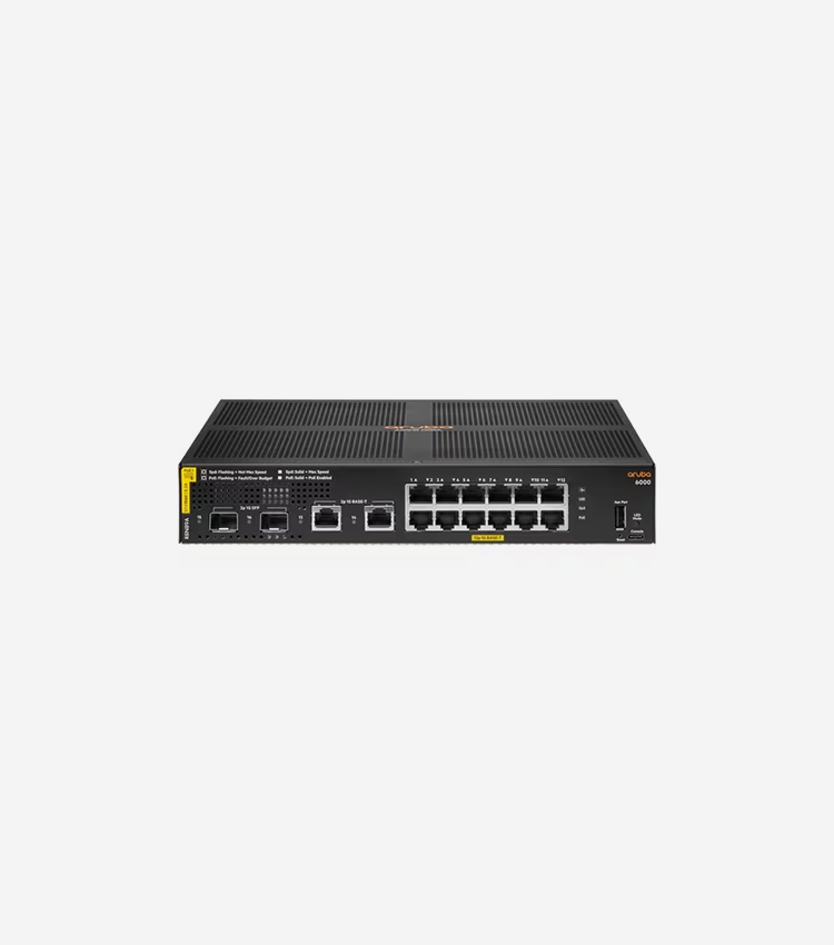 HPE 6000 48G Class4 PoE 4SFP 370W Switch - 12 Ports - Manageable - Gigabit Ethernet - 10/100/1000Base-T, 100/1000Base-X - 3 Layer Supported - Modular - 2 SFP Slots - 21.90 W Power Consumption - 139 W PoE Budget - Twisted Pair, Optical Fiber - PoE Ports - 1U High - Rack-mountable, Cabinet Mount, Surface Mount, Wall Mountable - Lifetime Limited Warranty