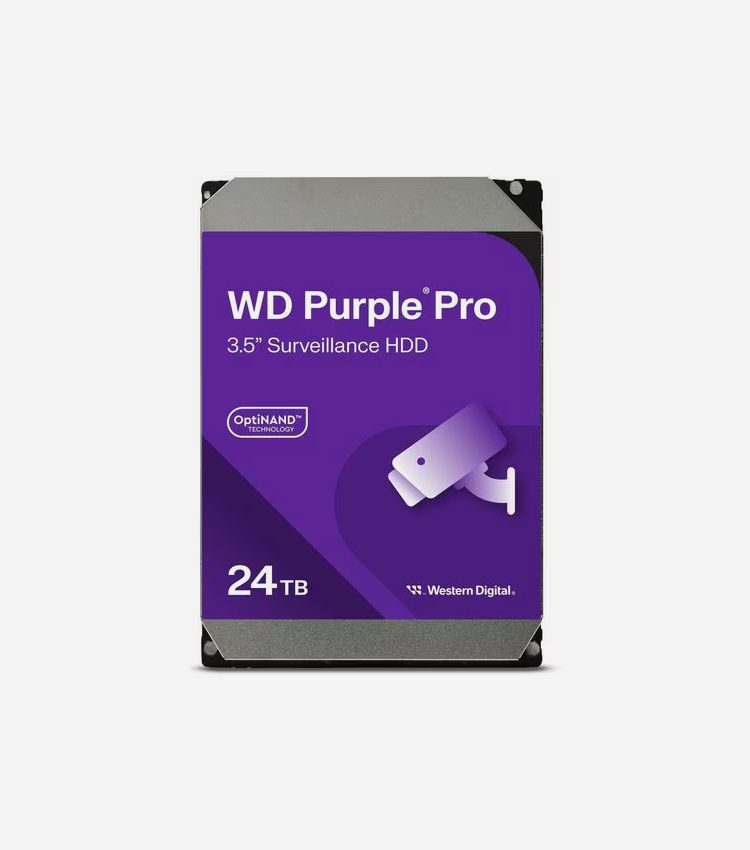 WD Purple Pro WD240PURP 24 TB Hard Drive - 3.5" Internal - SATA (SATA/600) - Conventional Magnetic Recording (CMR) Method - Purple - Server, Storage System, Camera Device Supported - 7200rpm - 5 Year Warranty - 1 Pack