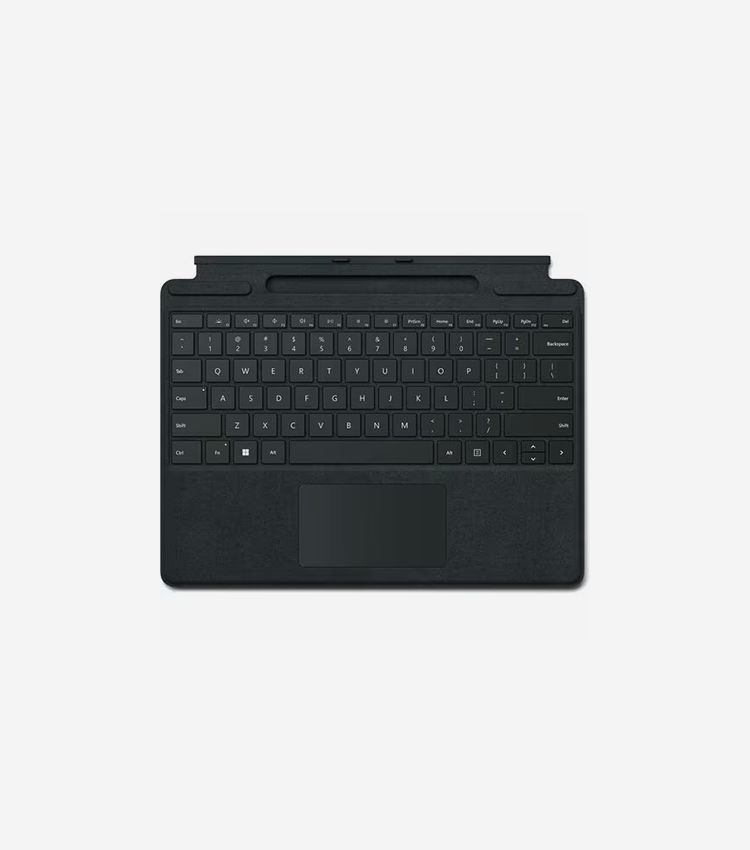 Microsoft Surface Pro Signature Keyboard - Media Control Hot Key(s), Screen Brightness Hot Key(s), CoPilot Hot Key(s) - French - Tablet - TouchPad - Alcantara - Mechanical Keyswitch - Black